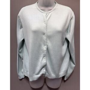 City Silk Womens L Cardigan Sweater L/S Silk Cropped Casual Career Preppy